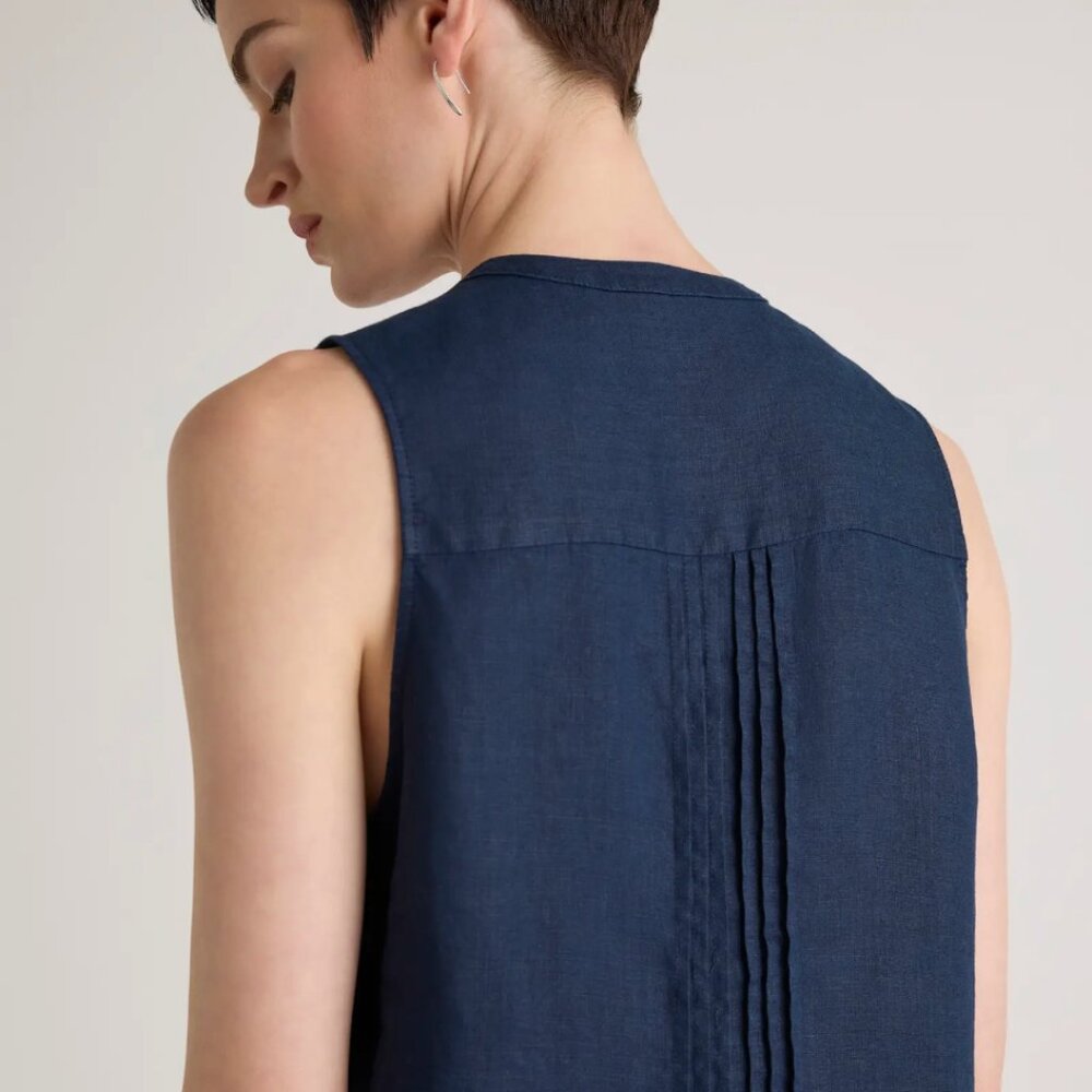 NWOT Quince Navy Blue Organic Cotton Sleeveless Dress M - Picture 10 of 11
